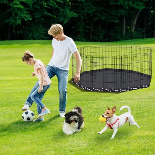 Peekaboo Dog Playpen 24 Inch, 8 Panel Metal Pet Fence with Bottom Pad | Playpen + printing pad，8 Panel Foldable Rustproof Pet Playpen,Climate Pledge Friendly Choice - style: Playpen + printing pad