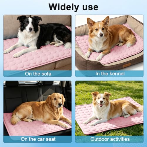 2026 Arc-Chill Upgraded Dog Cooling Mat Q-Max>0.4 Pet Cooling Pad | Non-slip Dog Bed Mats Washable Cooling Mat for Dogs Cats Instant Cool Relief for Indoor Floor Sofa, Outdoor Garden& Car Seats - color: Pink, size: 40x28 in