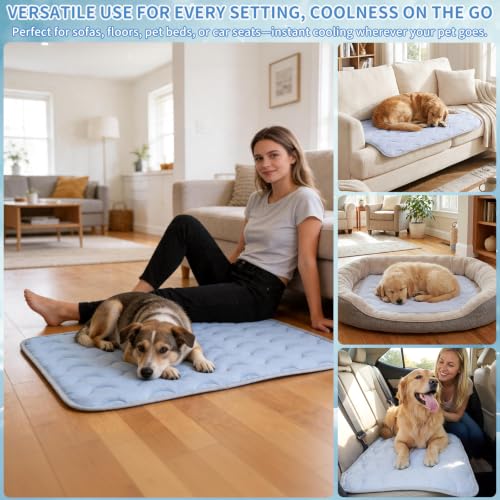Dog Cooling Mat Non-Toxic Self Cooling Pad for Dogs Cats in Hot Summer Cool Pad Washable & Easy Clean - color: Grey, size: XL 47x29in