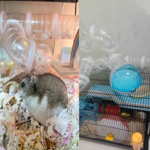 Tfwadmx Hamster Tube Toy DIY Assorted Small Cage Toys Pipe Tunnel Excercise for Rat Mouse Dwarf and Other Small Animals-White
