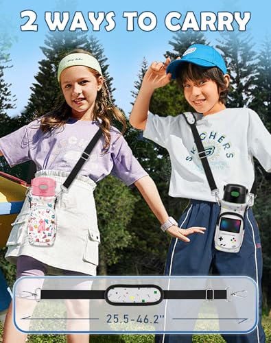 Water Bottle Carrier with Strap for Kids, 14-20 oz | Insulated, Neoprene Water Bottle Holder Bag with Pocket, Cute Cartoon, Bottle Bag for boys and girls, Walking Hiking Camping - color: Retor Game