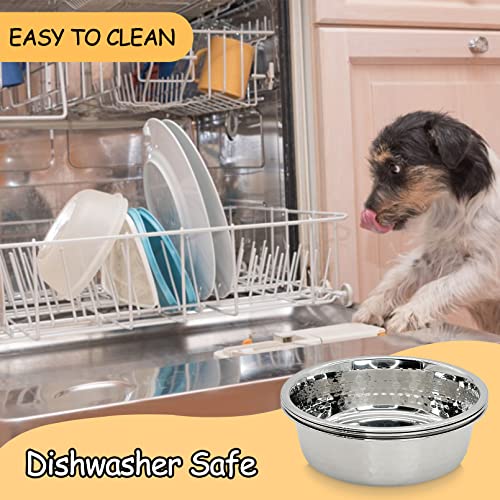 Fhiny 3 Pack Hammered Stainless Steel Dog Bowls, 4 Cups/32 Oz Premium Metal Puppy Feeder Bowl Set for Raised Feeding Station Basic Kitten Food & Water Dishes for Small & Medium Pets Dishwasher Safe - size: 4 Cups/32 Oz