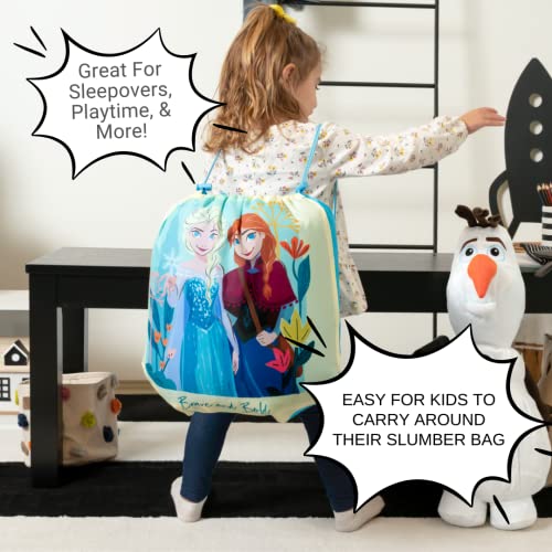 Frozen 2 Kids Soft Lightweight 2 Piece Sleeping/Slumber Bag and Sling Bag Set, 46"(L) X 26"(W), (Official Licensed Disney Product) By Franco