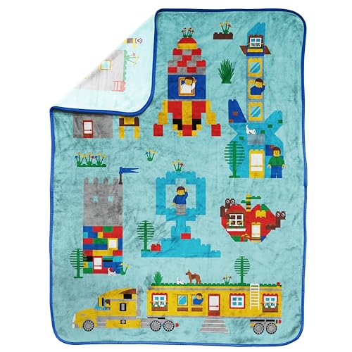 Jay Franco Kids Plush Throw Blanket – Soft & Cozy Fleece Throw for Bedroom & Couch Décor, Official Licensed Product, Blue - LEGO®, 40x50 - Travel Blanket - color: Blue - Lego, size: 40x50 - Travel Blanket