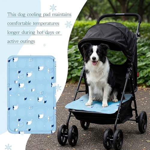 Nuanchu Dog Stroller Cooling Mat, Waterproof Gel Pet Cooling Pad for Summer, Washable Cat Sleeping Blanket, Portable Ice Gel Travel Mat for Cats, Crates, Car Seat(23.62 x 35.43 Inches,Sky Blue Bear) - size: 23.62 x 35.43 Inches, style: Sky Blue Bear