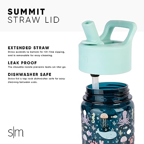 Simple Modern Kids Tritan Plastic Summit Water Bottle | 12 oz BPA-Free Cup with Covered Leak Proof Straw Lid for Boys, Girls, Toddlers | Under Construction - color: -Under Construction, style: Covered Lid | 12oz