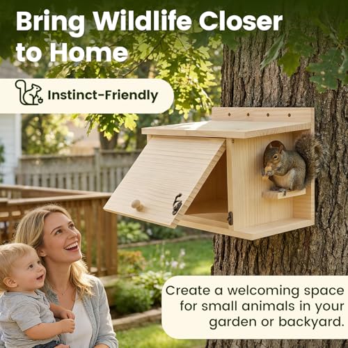 Small Squirrel Nest Box，Squirrel House, Suitable for Squirrels, Chipmunks, and Small Animals,Outdoor Shelter.