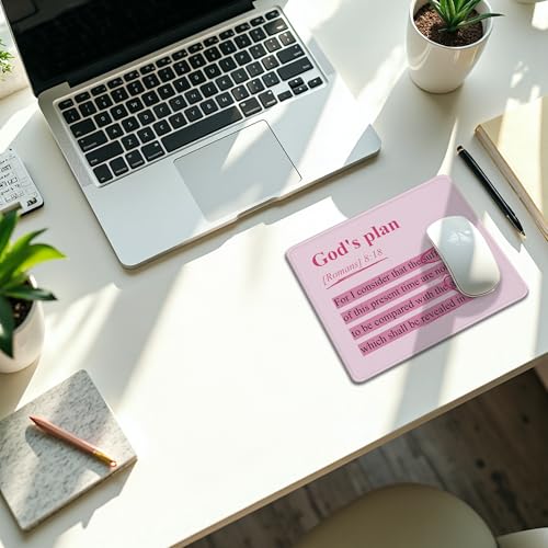 Pink Christian Mouse Pad, Romans 8:18 God's Plan Bible Verses Mouse Pads Mousepad for Home Office Dorm Computers Laptop Supplies Desk Accessories, 9.5x7.9 Inch - color: 25Child