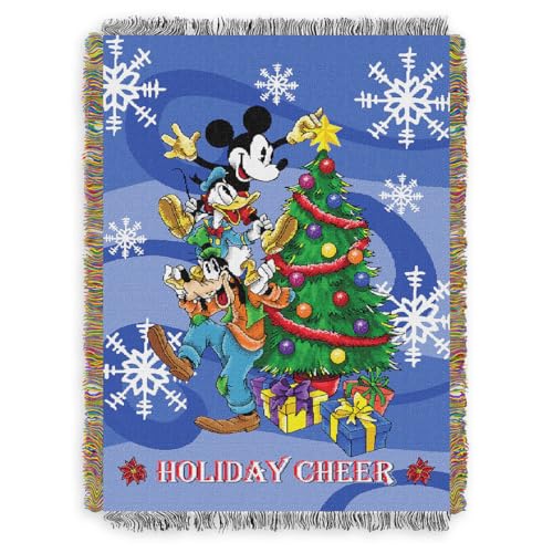 Disney Mickey Mouse Blanket Holiday Cheer Woven Tapestry Throw 48" x 60" - color: Spread Cheer