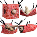 kathson 4 PCS Ferret Hammock Set,Washable Guinea Pig Hideout Bed,Soft Hamster Toys Hanging Tunnel Mats, Small Pets Cage Accessories for Rat, Sugar Glider, Squirrel(Pink) - color: Pink