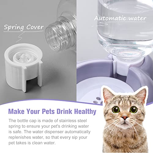 Dog Bowls, Cat Food and Water Bowl Set with Water Dispenser and Stainless Steel Bowl for Cats and Small Dogs - Purple - color: Purple