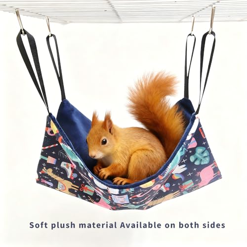JNJNCWYP 4 Pack Ferret Hammock Set, Hanging Soft Small Animal Hammocks with Hideout,Tunnel and Double Layer,Cage Accessories for Ferret,Rats,Sugar Glider,Squirrel(Navy Blue) - color: Navy Blue