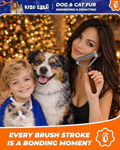Over-Sized 2-Sided Dog Brush For Shedding Undercoat Rake for Dogs & Cats & Horses, Remove Mats, Dematting Comb,Gentle Grooming Brush for German Shepherds Medium to Long-Haired Pets(African Padauk) - size: Premium - Max - African Padauk