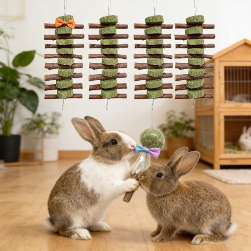 Morezi Guinea Pig Toys Bunny Chew Toy Rabbit Enrichment Accessories for Bunnies Chinchillas Hamsters Mice 8 Sets
