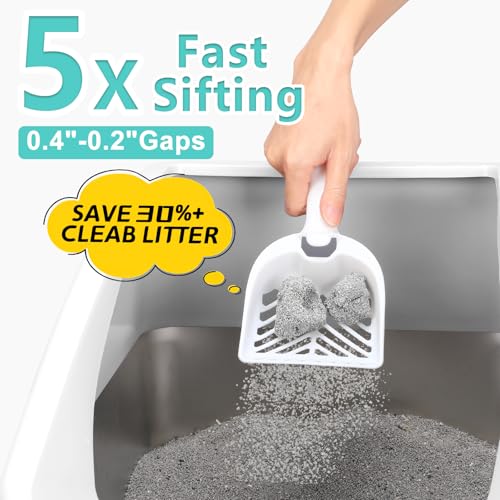 2 Pack Stainless Steel Litter Box | XL Enclosed Cat Litter Boxes with Lid for Big Cats and Multi-Cats | High Sided, Anti-Urine Leakage | Non-Stick Bottom（Silver Gray） - color: Silver Gray, size: X-Large