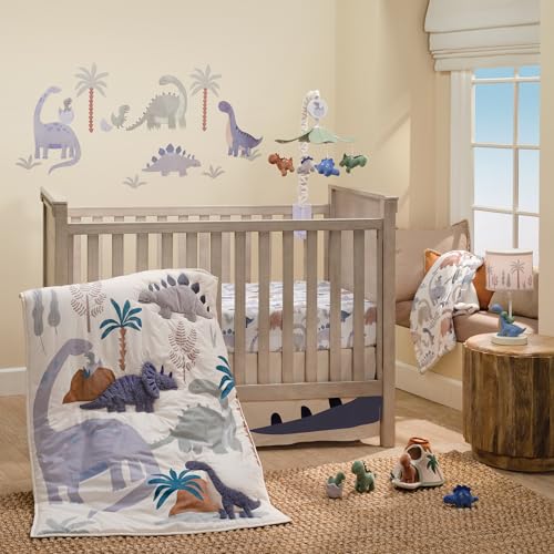 Lambs & Ivy Dino-Might 100% Cotton Dinosaur Baby/Toddler Fitted Crib Sheet - color: Dino-might