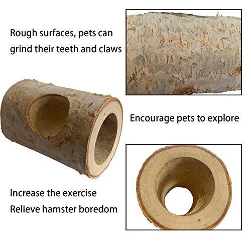 Wooden Hamster Tunnel Natural Birch Wood Tree Holes Tube Small Animal Hollow Trunk Hideout Exercise Dwarf Mice Chew Toys Cage Accessories for Chinchillas Guinea Pigs Dwarf Mouse Rat(10Pcs) - size: 【10Pcs】