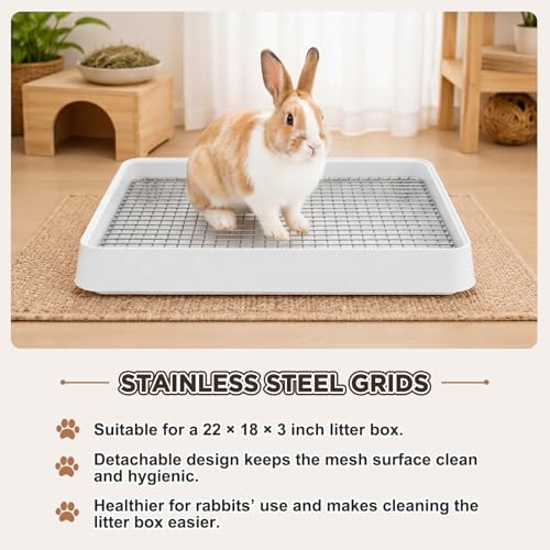 Stainless Steel Grids for Large Rabbit Litter Box Heavy Duty Cage Grid for 22x18x3 Inch Cage, Easy Clean Replacement-cage Bottom for Rabbit, Cat, Guinea Pig & Chinchilla