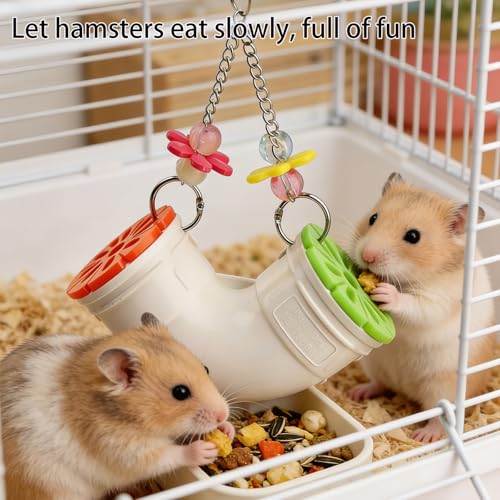 Rat Enrichment Toy, Mouse Interactive Foraging Toys for Various Treats | Slow Feeder Hanging Fancy Mice Cage Accessories Tube Treat Dispenser Rodent Puzzle Toys for Rats Guinea Pig Parakeet