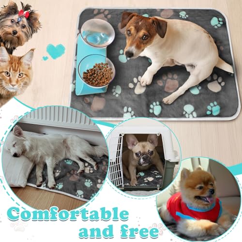 Panelee 4 Pcs 24 x 16 Inch Waterproof Dog Puppy Pads Soft Cat Blankets Dog Sleep Mat Absorbent Pet Blanket Paw Pattern Whelping Warm Pads Fleece Puppy Potty Training Pad Reusable(Black) - color: Black
