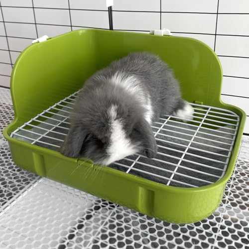 Rabbit Litter Box, Bunny Litter Box, Guinea Pig Potty Trained, Square Small Animal Toilet Potty Pan for Rabbit Guinea Pig Ferret Hamster Chinchilla (Grass Green) - color: Grass Green