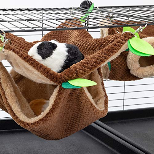 Guinea Pig Hideout, Hammock & Tunnel, Washable Cage Accessories | Warm Soft Fleece Pet House for Guinea Pig, Hamster, Rat, Chinchilla - size: One Size