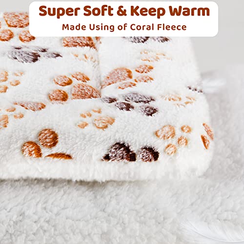 Amakunft 2 Pcs Guinea Pig Bed Mat Washable, Rabbit Winter Bed Pad for Indoor, Warm Small Animal Bed Mattres, Fleece Sleeping Pad for Bunny, Rat, Hedgehog, Sugar Glider, Chinchilla (Paw, Medium) - size: Medium