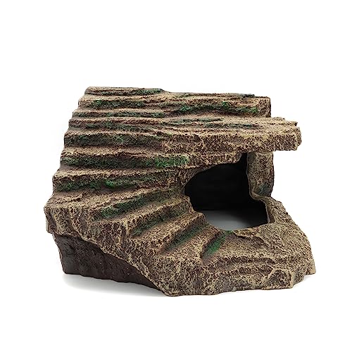 Resin Reptile Hideouts Cave Habitat Decor, B- Extra Large | For Gecko, Leopard Lizards, Toad, Turtle