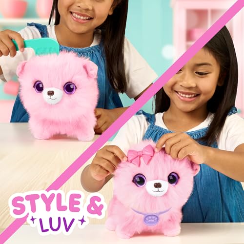 ScruffaLuvs Pink Surprise Pet, Mystery Plush Toy, Wash to Reveal | Wash to reveal 1 of 3 rescue pets, includes deluxe carrier & comb; plush toys for girls ages 3+, gift - style: Pink