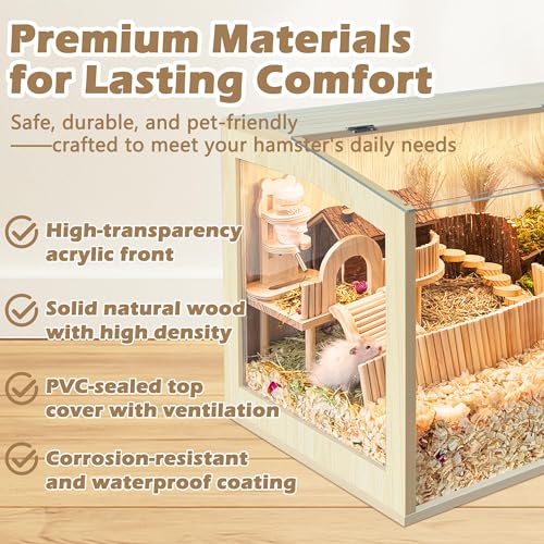Prolee Hamster Cage Chewproof, Large Hamster Cage,Guinea Pig Cages Openable Top with Acrylic Sheets Solid Built, Hamster Habitat 24" - size: 24.0"L x 16.0"W x 16.0"H