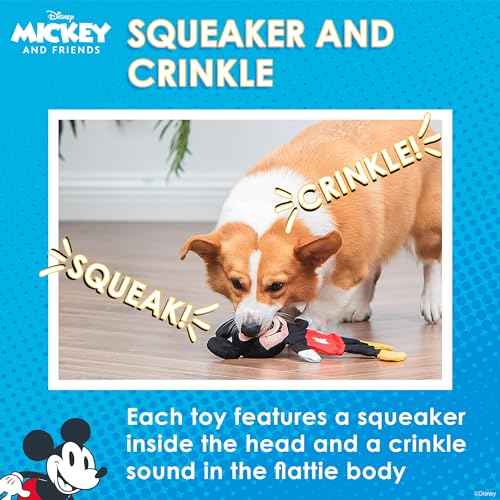 Disney for Pets Mickey Mouse Plush Squeaker Dog Toy, 13.5 Inch | Flattie crinkle body design, officially licensed Disney product, inspired by Mickey Mouse, playful design - color: Mickey Mouse Plush, size: 13.5 Inch