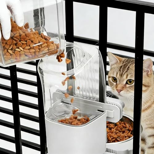 54 oz Pet Food Dispenser, Gravity Feeder Bowl for Cage, Auto Feeder for Ferret, Cat, Dog and Other Small & Medium Animals, Compatible with Widemouth Cages(Brown) - color: BROWN
