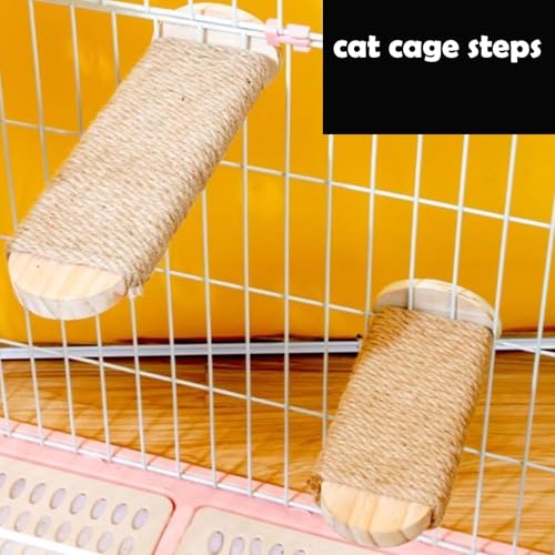 Cat Climbing Steps Scratching Tree - 2pcs Scratching Steps Sisal Hemp Cage Shelf Ladder Pets Perch Furniture Inside The cage with Install Screws (S) - size: S