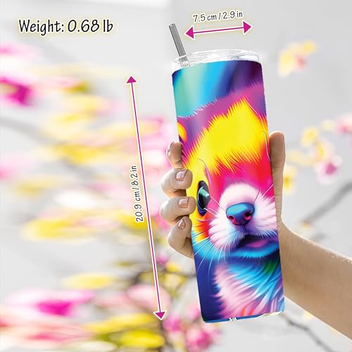 20 oz Insulated Double Wall Stainless Steel Tumbler with Spill Proof Lid and Reusable Straw, Water Bottle Coffee Cup Travel Mug, Pet Lover Mustela Mustelid Ferret (Ferret1) - color: Ferret1