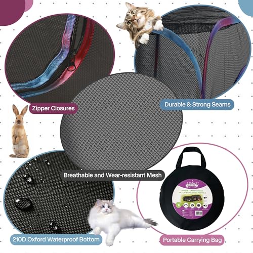 PAWISE Outdoor Cat Enclosure, 2-in-1 Portable Catio with Cat Tent and Tunnel, Pop Up Cat Playpen for Indoor Outdoor Cats and Small Animals, with Storage Bag - size: 122in
