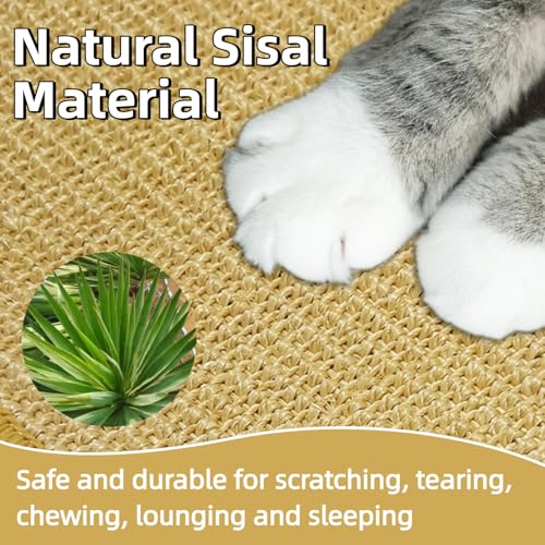 DYAUS Bunny Scratch Pad, Natural Sisal Rabbit Scratching Mat for Claws and Teeth Care, Indoor Bunny Chew Toys Bunny Bed for Biting Sleeping Nesting (1PC, 16x12in) - size: 1PC
