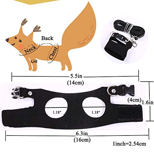 Squirrel Traction Rope with 1.8m Lead Leah, Adjustable Small Animal Walking Harness, Anti-Biting Chain Rope Vest Strap for Hamster Gerbil Rat Mouse Ferret Chinchilla and Small Animals - color: Black