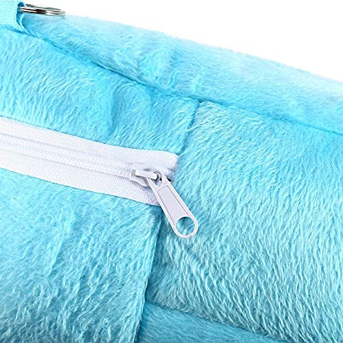 Litewoo Sugar Glider Carrier Travel Bag, Breathable Portable Pouch (Blue) | 8.7x10.6in, adjustable shoulder strap, cross-body carry, warm plush, breathable mesh top, for small animal/hamster/guinea pig - color: blue