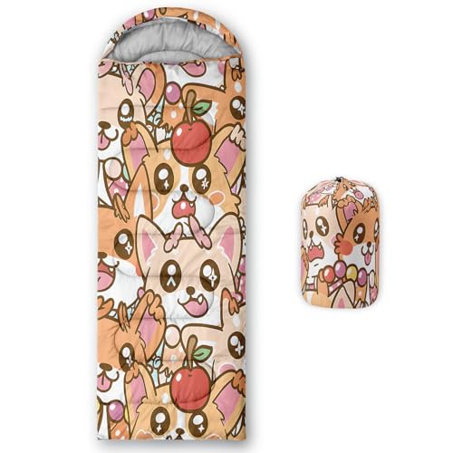 QOOMO Axolotl Cute Camping Sleeping Bags,3 Season Warm & Cool Weather,Lightweight,Waterproof Sleeping Bags for Adults & Kids,Traveling,and Outdoors - color: Cute Cartoon Corgi Puppy 6