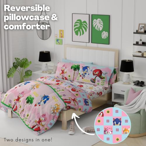 Franco Sonic The Hedgehog Amy Rose Anime Kids Bedding Super Soft Comforter and Sheet Set with Sham, 7 Piece Full Size, (Officially Licensed Product) Kids - color: Sonic the Hedgehog Girl, size: Full