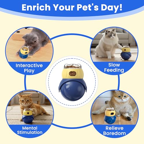 Cat Interactive Puzzle Toy, Adjustable Treat Dispenser | Cat Toys for Indoor Cats, Safe Enrichment Toy for IQ Training, Mental Stimulation, Boredom Relief, Great Gift