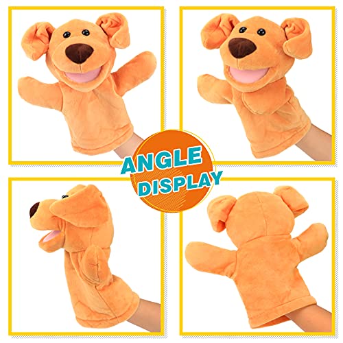 Easfan Puppy Hand Puppet with Movable Mouth Plush Dog Toy Gifts for Kids | Role play preschool teaching, cute dog stuffed animal, creativity imagination, Easter Christmas birthday holiday gift - style: Dog-Yellow