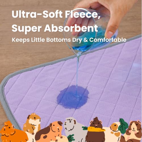 Guinea Pig Pad 12" x 12" 3 Pack, Washable Fleece Cage Liner, Purple | Soft fleece surface. 4-layer absorbent protection. Waterproof TPU & anti-slip bottom. Washable and reusable for guinea pigs. - color: Purple-12×12 inch（3-pack）