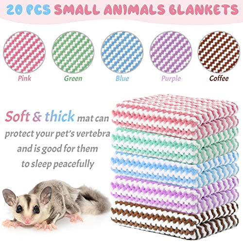 Moukeren 20Pcs Guinea Pig Fleece Bedding Blankets Bulk Washable Small Animal Fleece Cage Liners Pet Wash Cloth Sleeping Mat Cover for Hamster Chinchilla Rabbit Hedgehog(Multicolor, 12 x 12 Inch) - color: Multicolor, size: 12 x 12 Inch, style: Modern