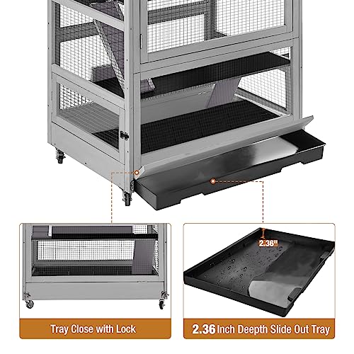 GUTINNEEN Ferret Cage Chinchilla House Large 4 Levels Rat Cage Perfect for Ferret,Chinchilla, Rat, Squirrel, Lizard and Other Small Animal,Upgrade Anti-Chewing (Grey)