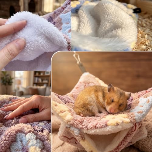2 Pack Guinea Pig Hammock, Rat Hammock, Double Layer Bed | Cozy double-layer fleece hammock for rats, guinea pigs & more. Warm hideout, sturdy hooks, washable cage accessories.