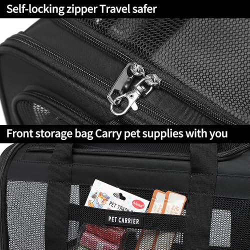 Airline Approved Pet Carrier for Cats and Small Dogs up to 15 lbs, Breathable Mesh and Collapsible Design, Portable Travel Bag for Bearded Dragon, Puppies Animal Hangbag, Rabbit Cage (Black, Small) - color: black