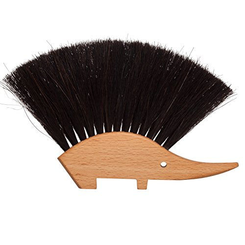 REDECKER Hedgehog Table Brush, Natural Horsehair Bristles, 4-1/2 x 5-1/2 inches, Versatile Hand Brush in a Decorative Shape - Horse Hair Brush for Table - Hedgehog Duster - Made in Germany