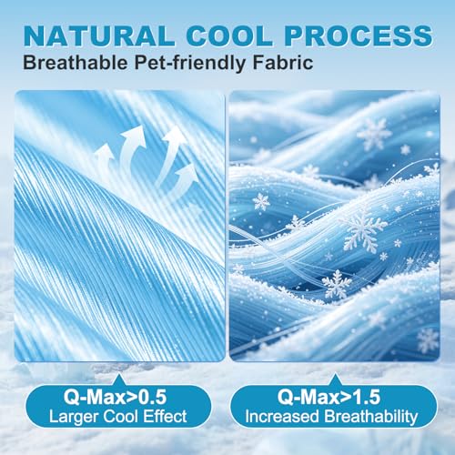 Large Dog Cooling Mat Ice Crystal Heat Dissipation,36x24in | Ice Crystal Structure,Cooling Fabric,Reinforced Design,Non-Slip Bottom