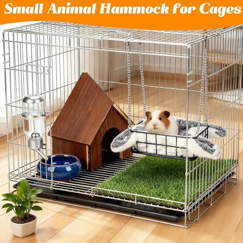 Rat Bed Platform with Blanket, Small Animal Bed Mat, Metal Cage Accessory, Small Pet Animal Rest Hammock, Habitat House Hide Toy for Guinea Pigs Chinchillas Hamsters Sugar Gliders